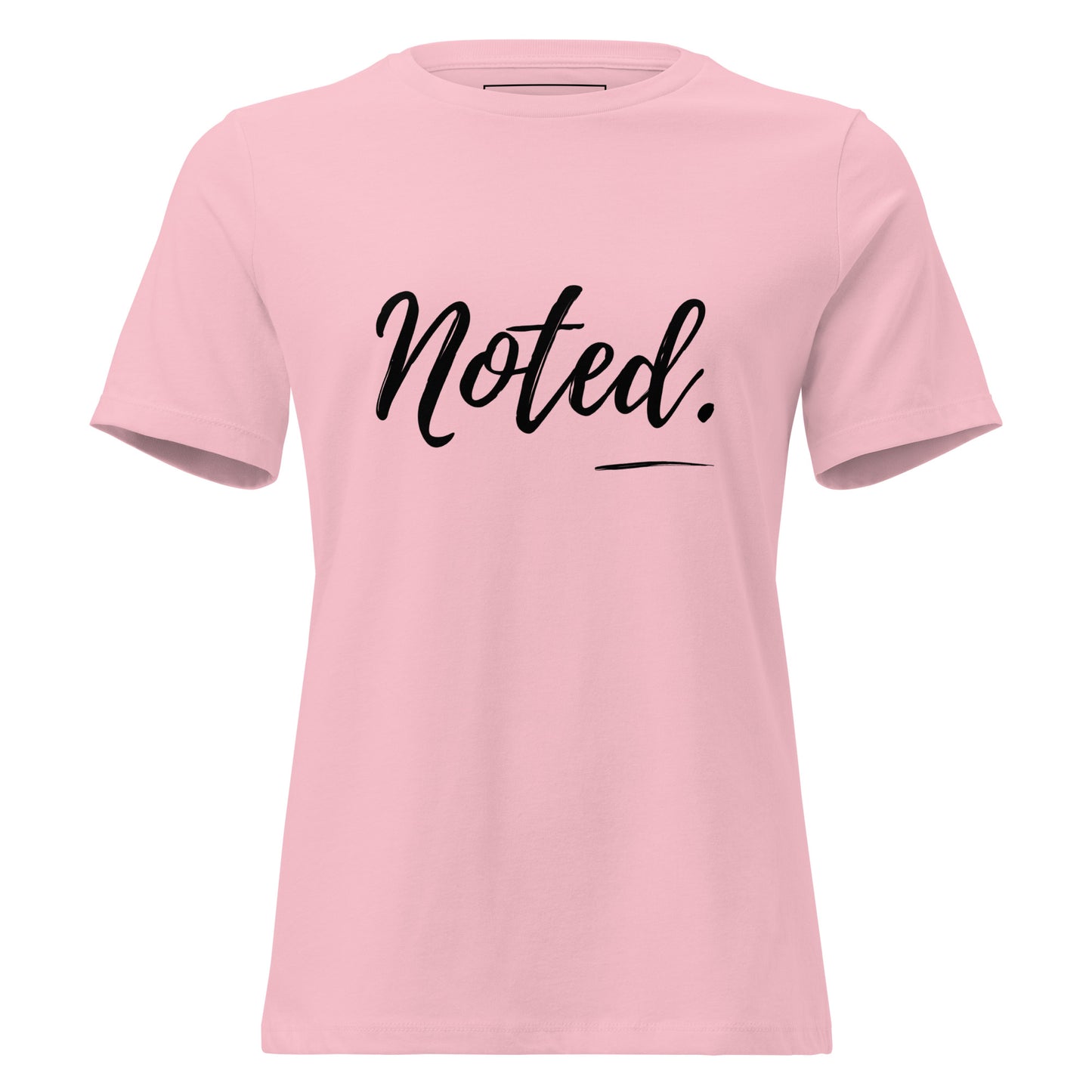 Noted graphic t-shirt from Spoken Sis on a product mockup