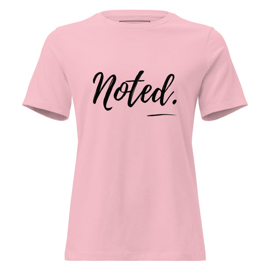 Noted graphic t-shirt from Spoken Sis on a product mockup